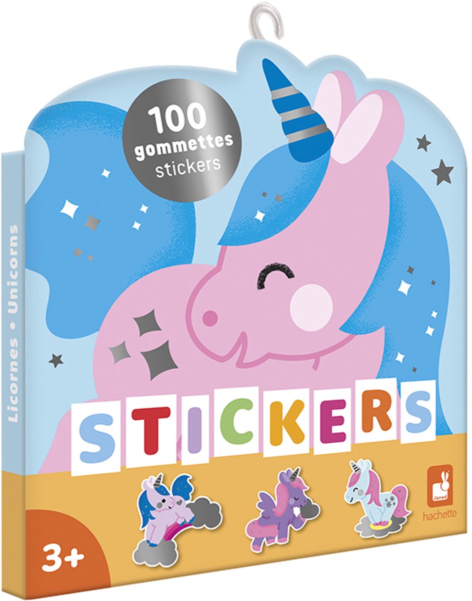 Janod - libro de pegatinas - unicornio - 100 pegatinas