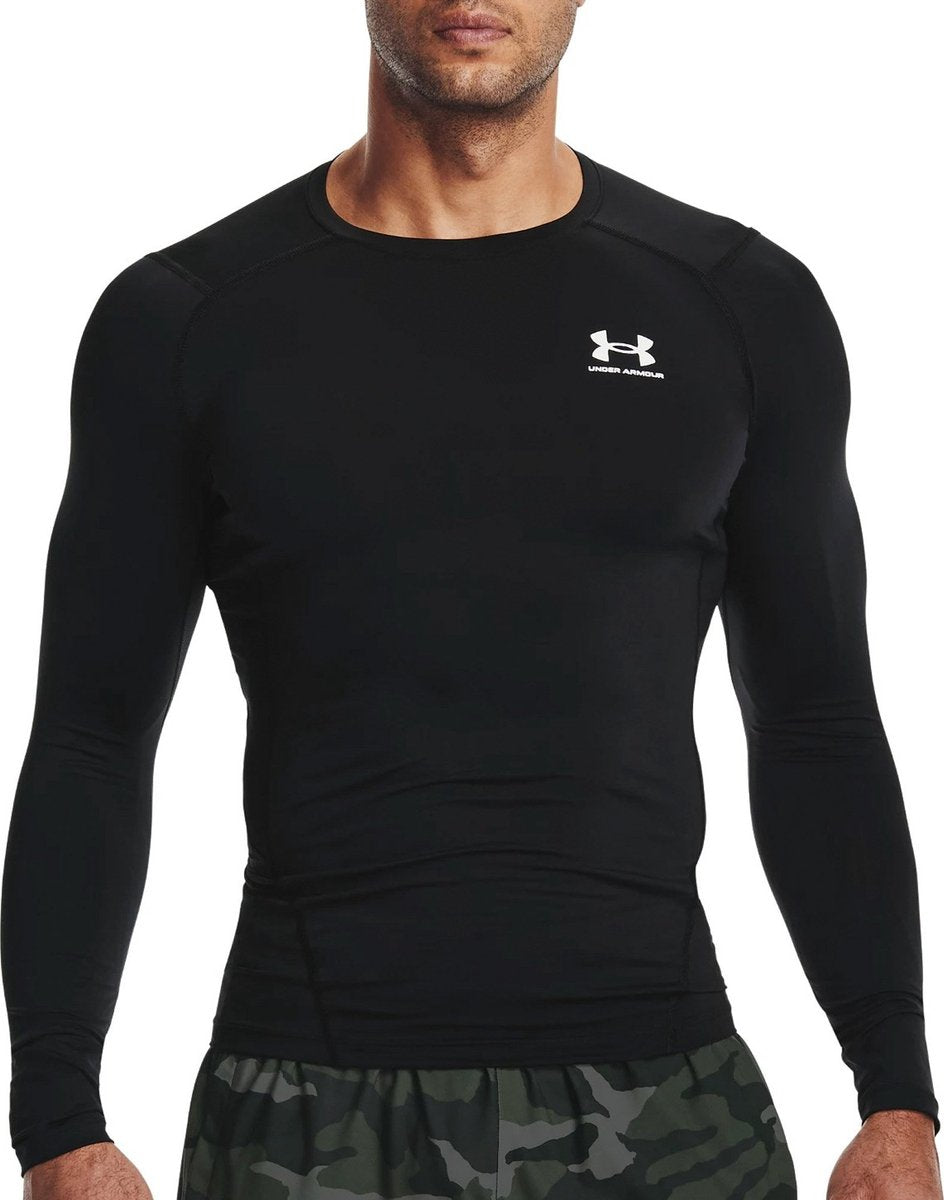 Maglia sportiva da uomo Under Armour UA HG Armor Comp LS-BLK - nera - bianca
