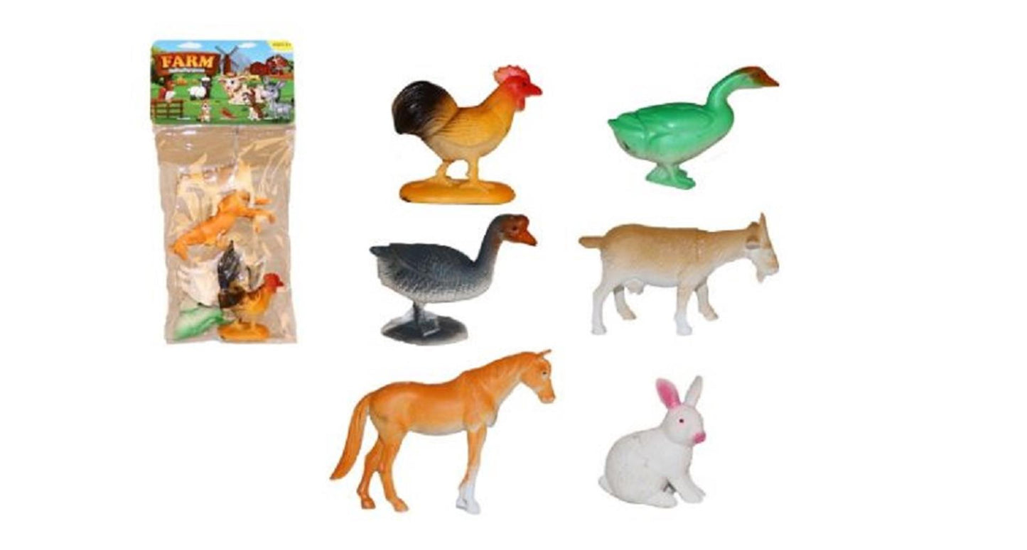Animales de granja en bolsa 6 piezas 28x13x5cm