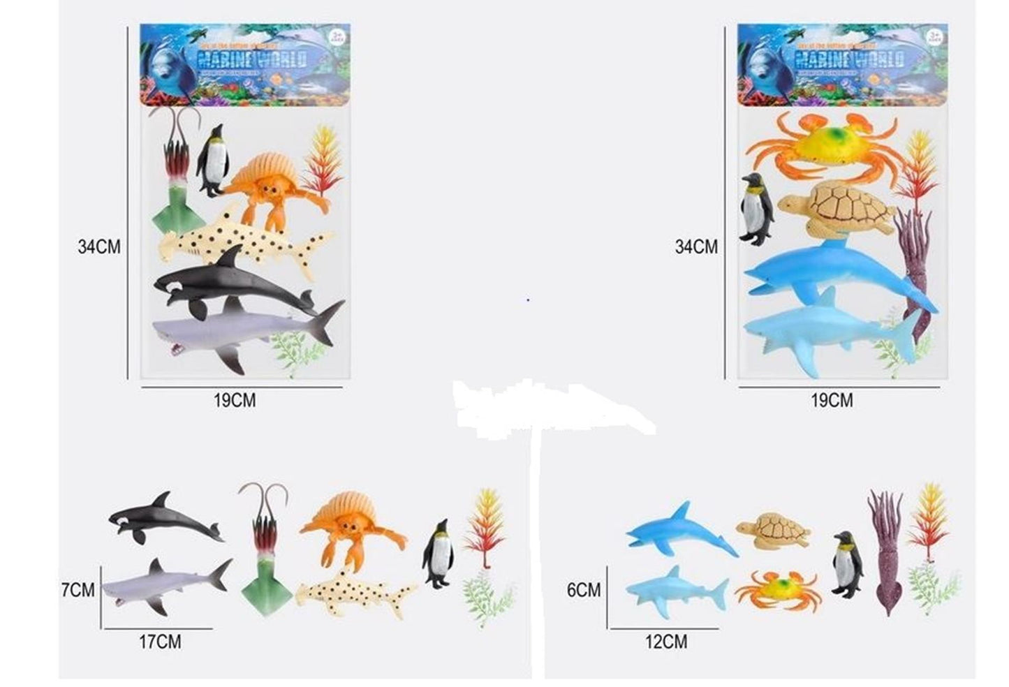 Animales del océano en bolsa 8 piezas 32x19x6cm