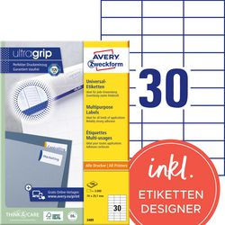 Etichette universali avery zweckform 3489 70x29,7mm bianco