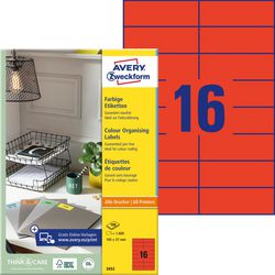 Etichette universali avery zweckform 3452 105x37mm rosso