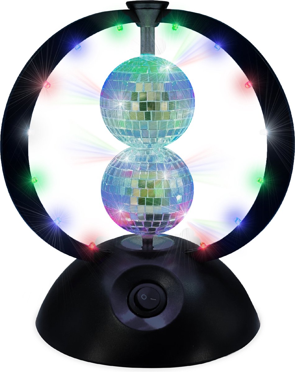 Partyfunlights specchio rotante palla da discoteca nera - luce LED - illuminazione per feste - lampada da discoteca - per bambini