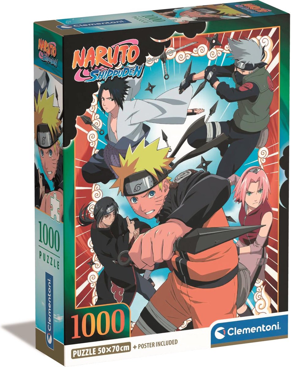 Clementoni - puzzle - 1000 pezzi - naruto - puzzle per adulti - licenza serie speciale