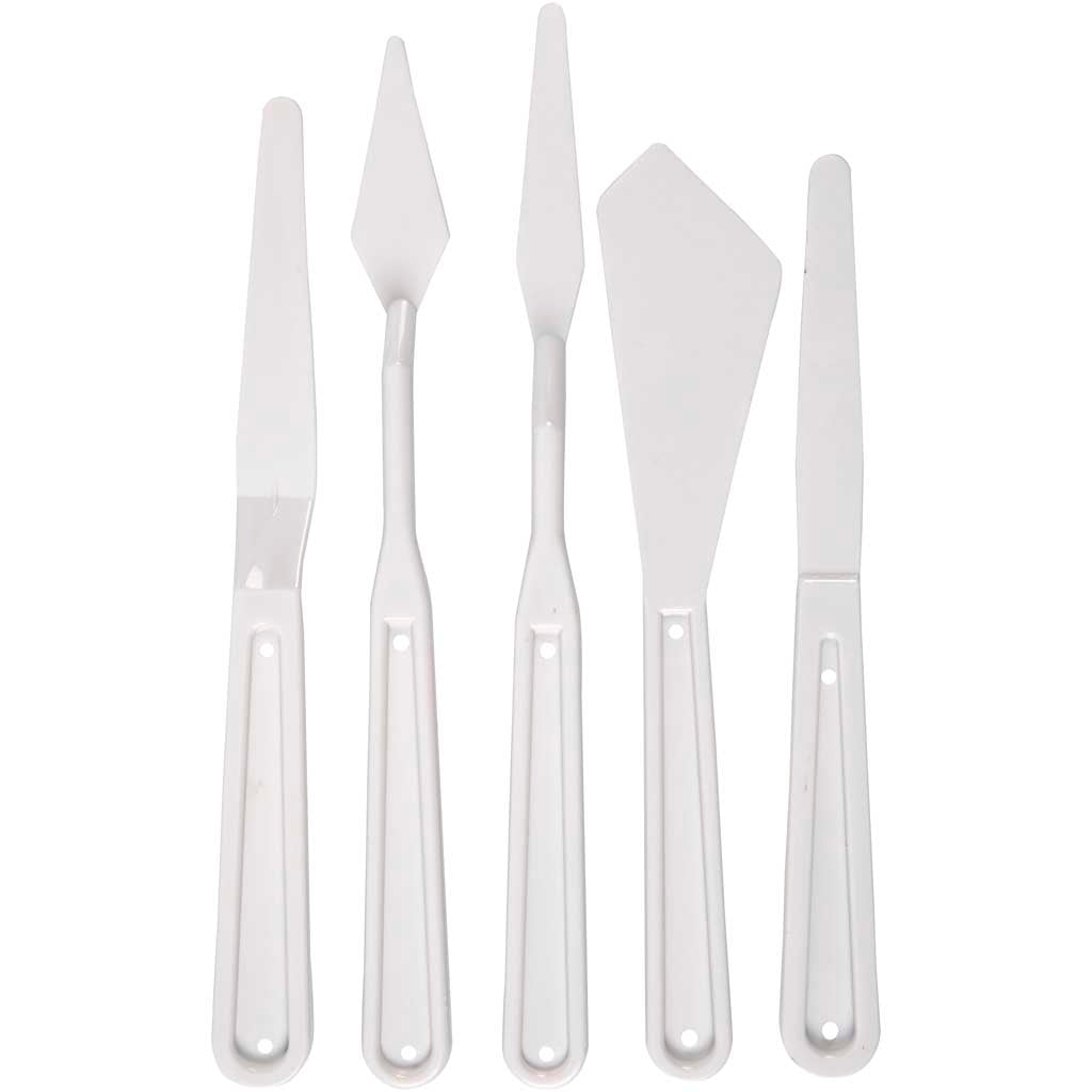 Spatole Creative Company, l: 17-20 cm, l: 13-33 mm, bianco, 5 pezzi 1 scatola