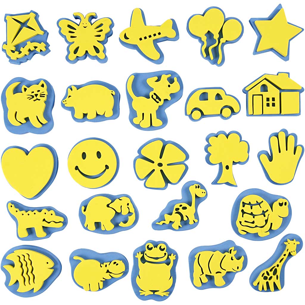 Creative Company Foam Stamps, H: 6-8 cm, B: 6-8 cm, 24 pezzo 1 Box