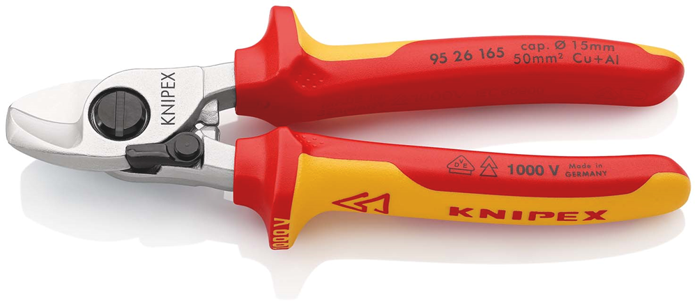 Cortacables Knipex con resorte de apertura | aislado | mangos multicomponente | Probado por VDE - 95 26 165 SB