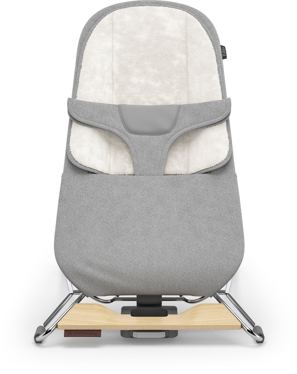 Uppababy - mira stella - mecedora - hamaca - gris - estructura plateada con base de madera - bebé y niño pequeño - mecedora 2 en 1 - relax