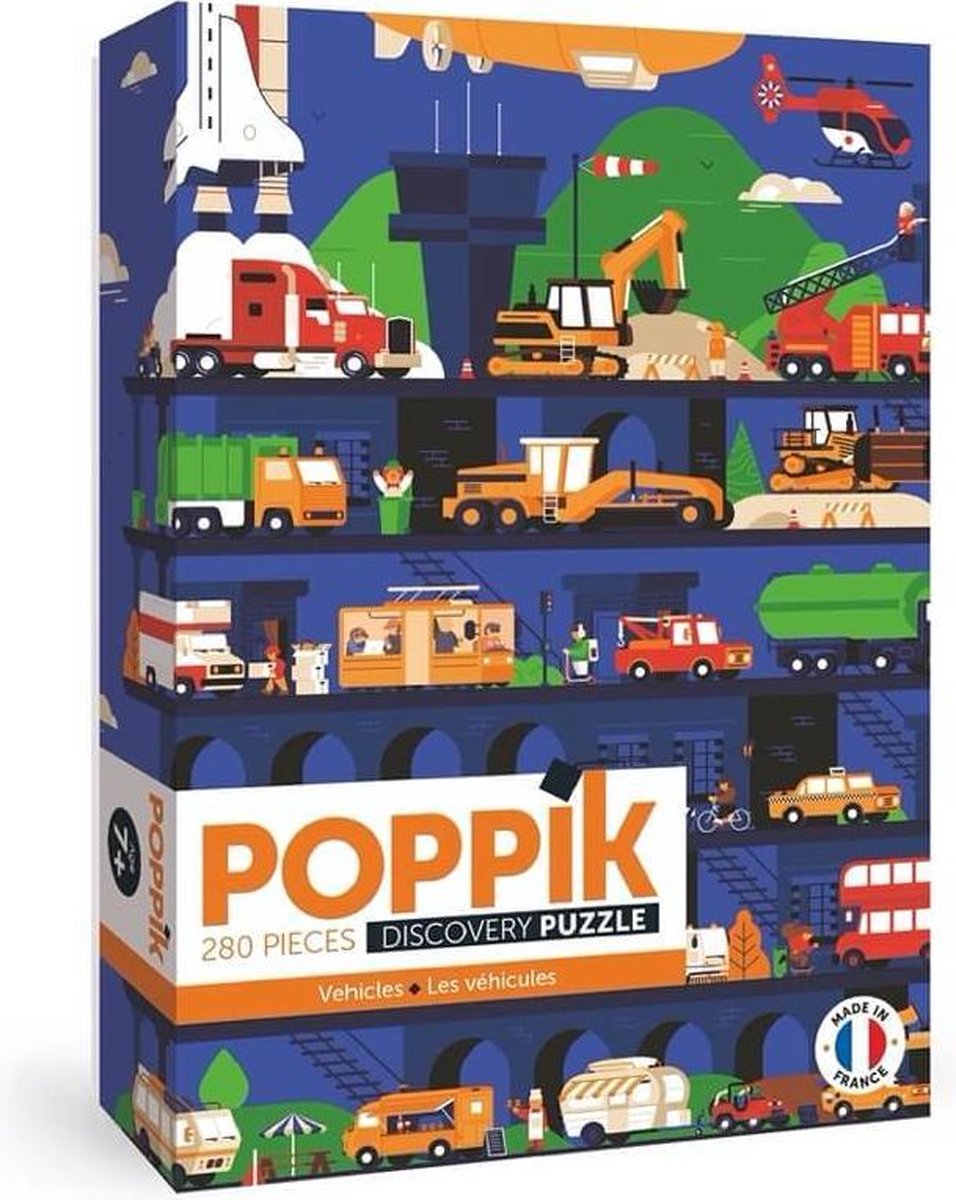 Puzzle Poppik - veicoli - 280 pezzi - da 7 anni - 462 x 326 mm - educativo