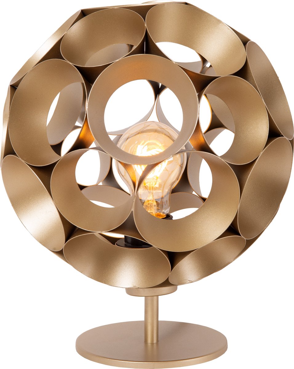 Lucide hannelore - tafellamp - ø 25 cm - 1xe27 - mat goud messing