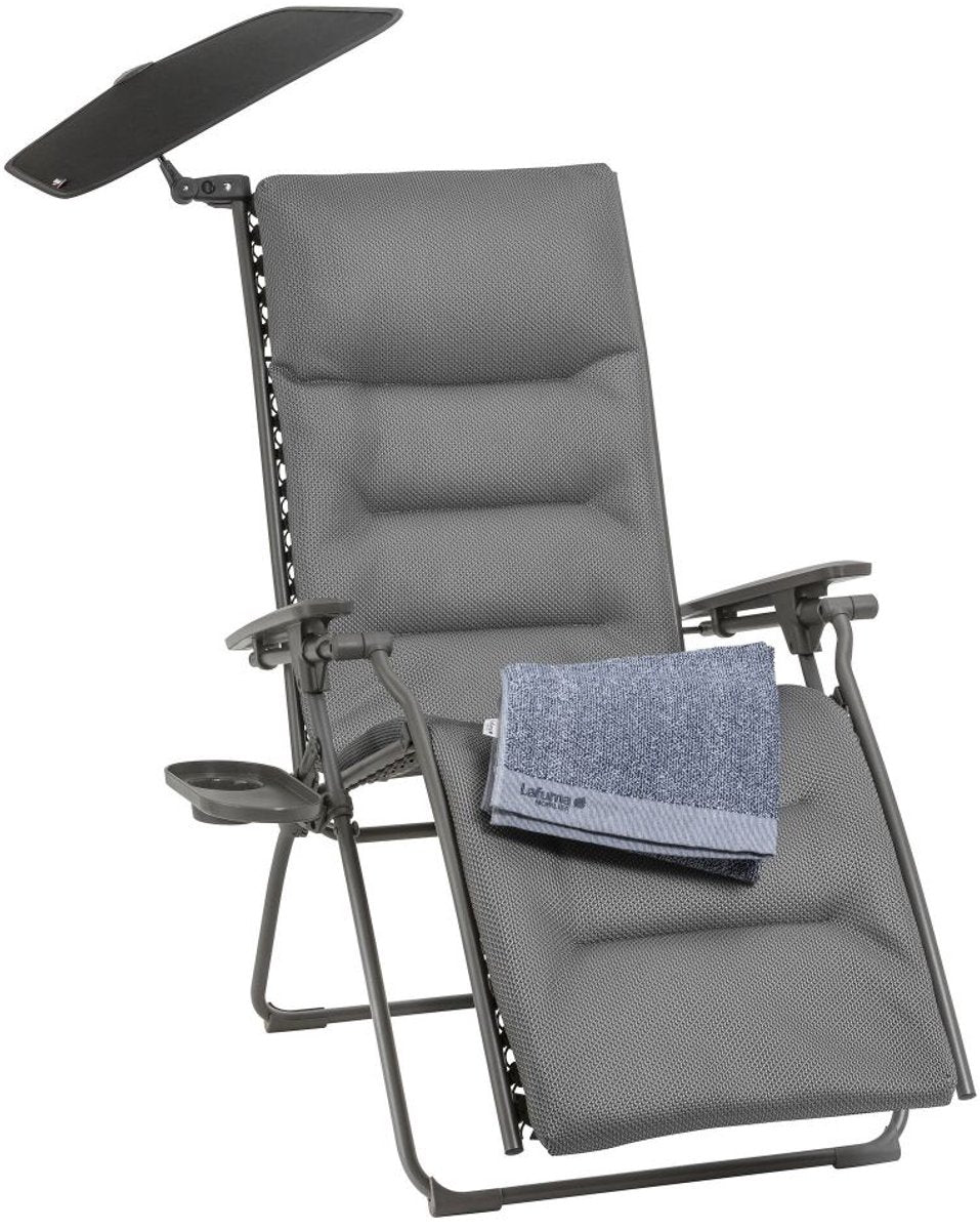 Lafuma - evolution all in one - gepolsterde zero-gravity relaxstoel - gratis 3 accessoires - becomfort® - ash grey