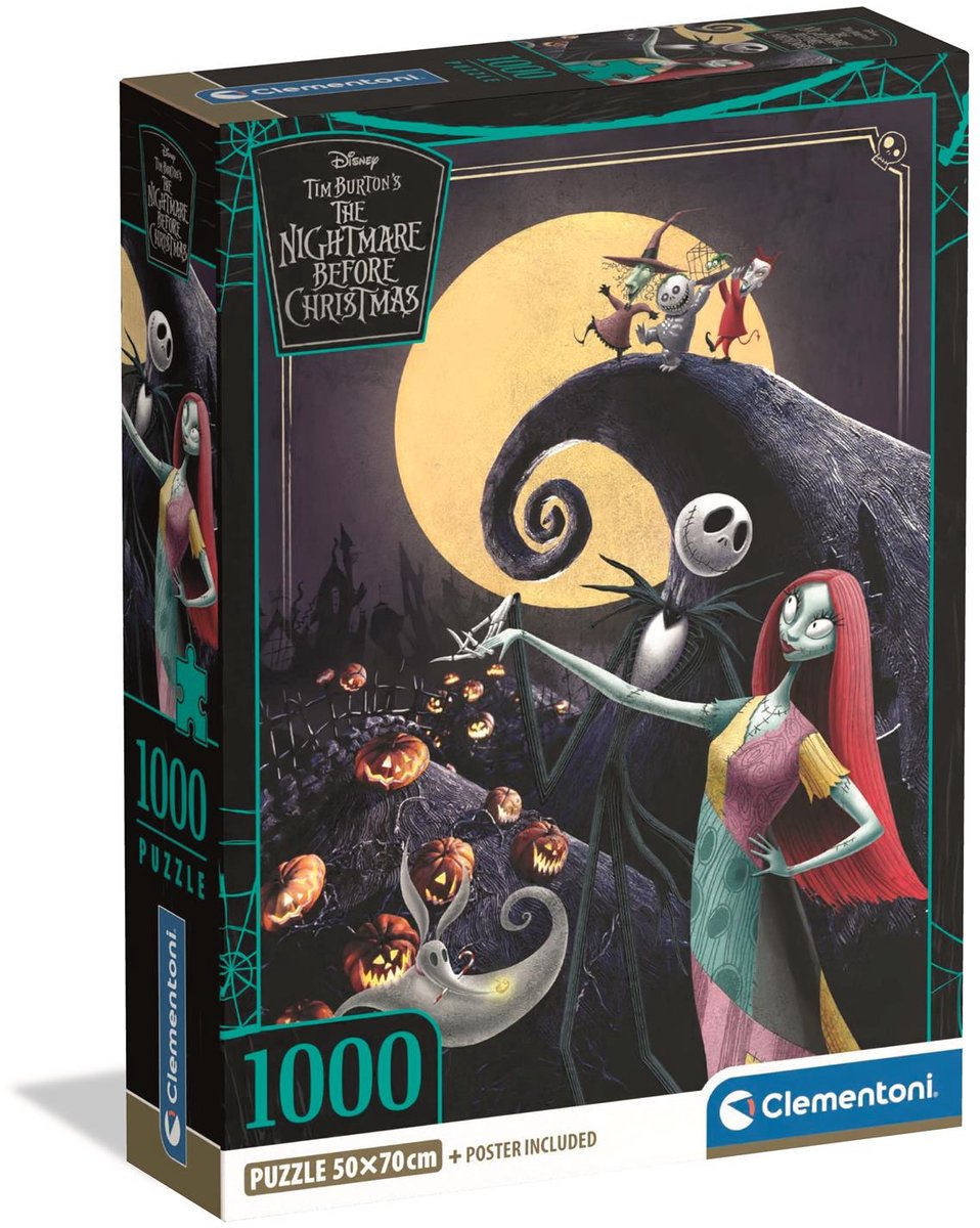 Clementoni - rompecabezas - 1000 piezas - disney pesadilla antes de navidad - caja compacta