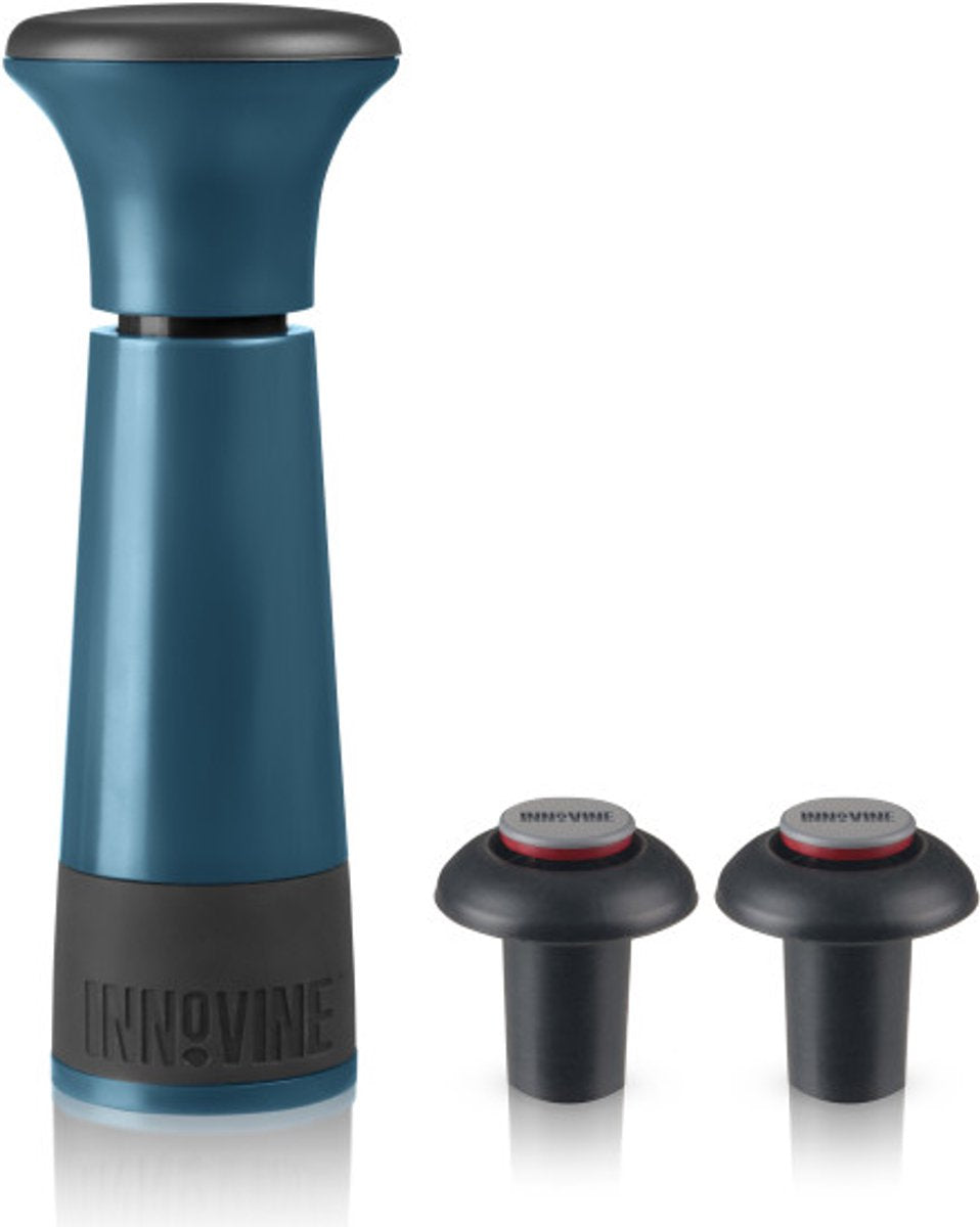 Innovine ™ vacuum pump wine saver in deep teal - wijnpomp met 2 stoppers