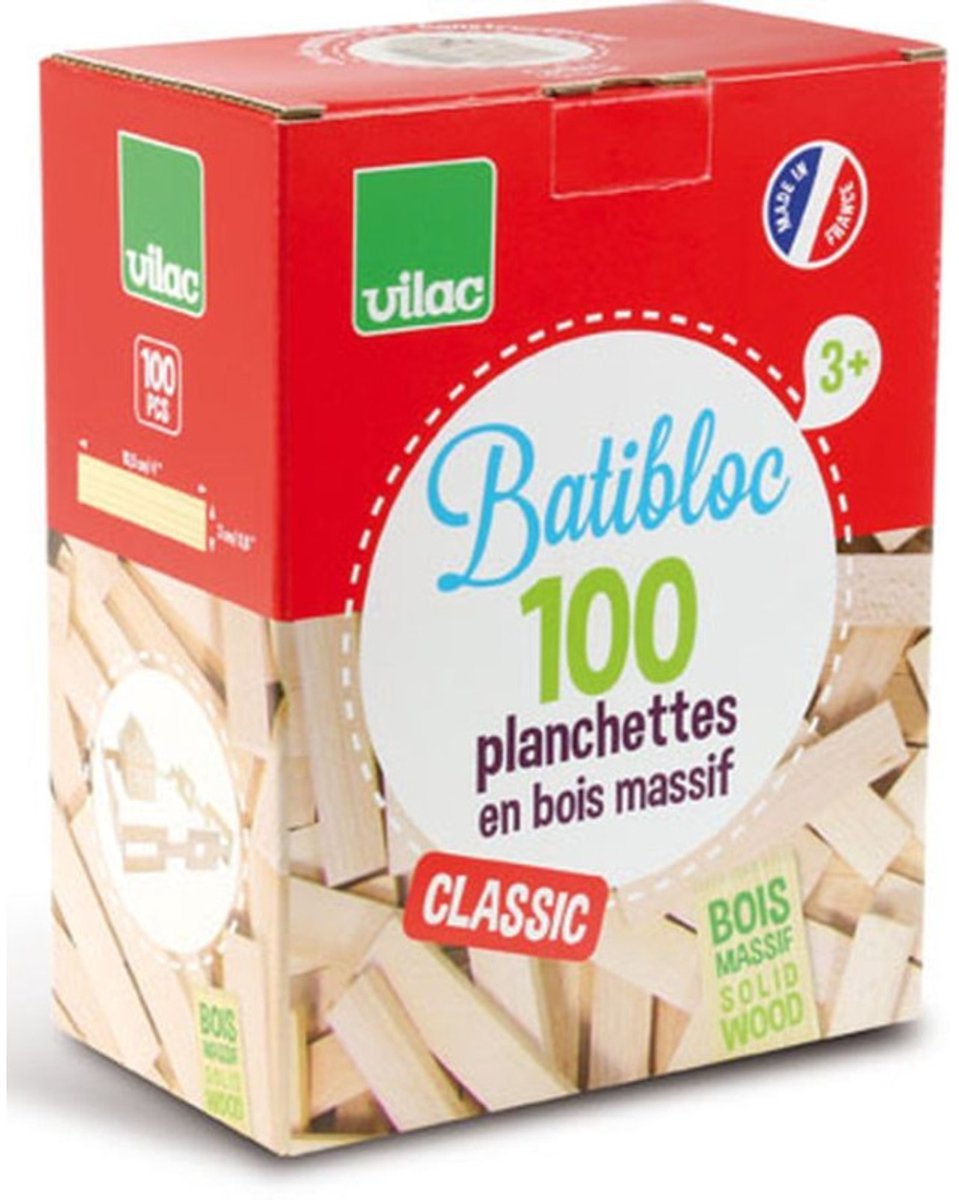 Vilac batibloc-classic 100 tablones de madera natural
