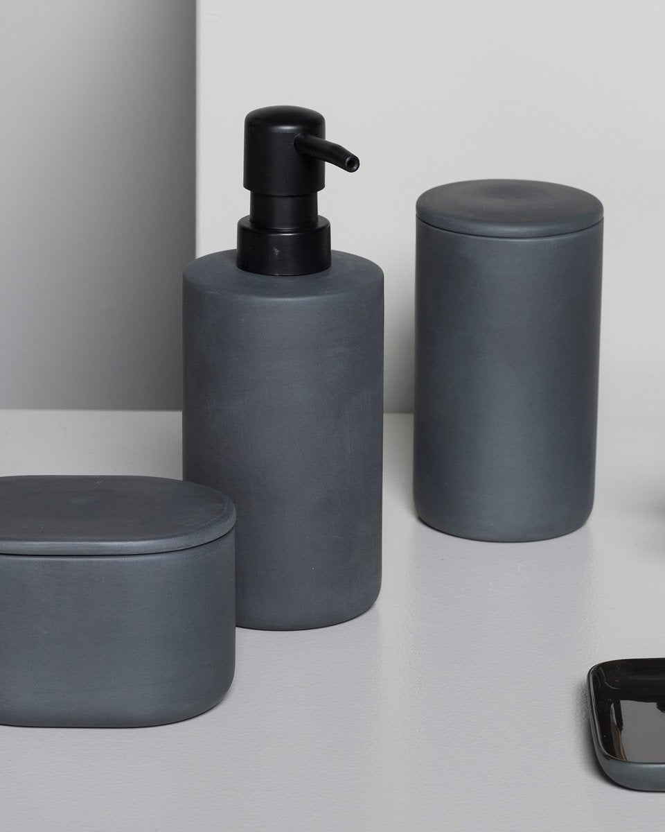 Serax - bertrand lejoly - cose - vaso tondo con coperchio l - grigio - h 12,6 cm - 7 ø