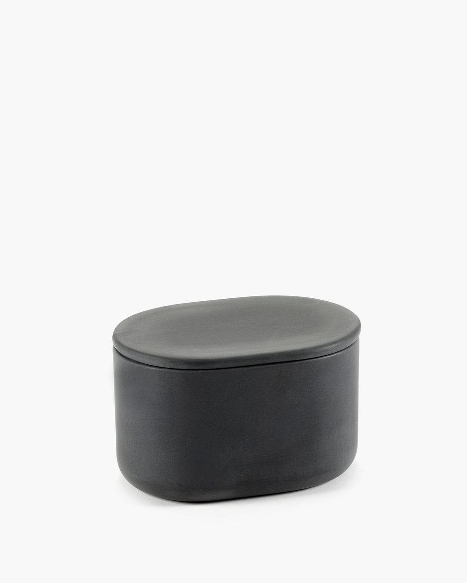 Serax - bertrand lejoly - cose - vaso ovale con coperchio l - grigio - h 6,5 cm