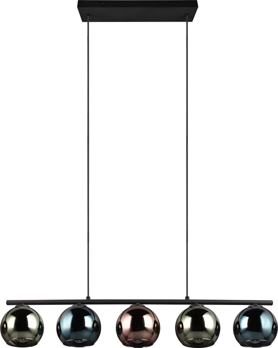 Rl live your light reality sheldon hanglamp - zwart met multicolor glas