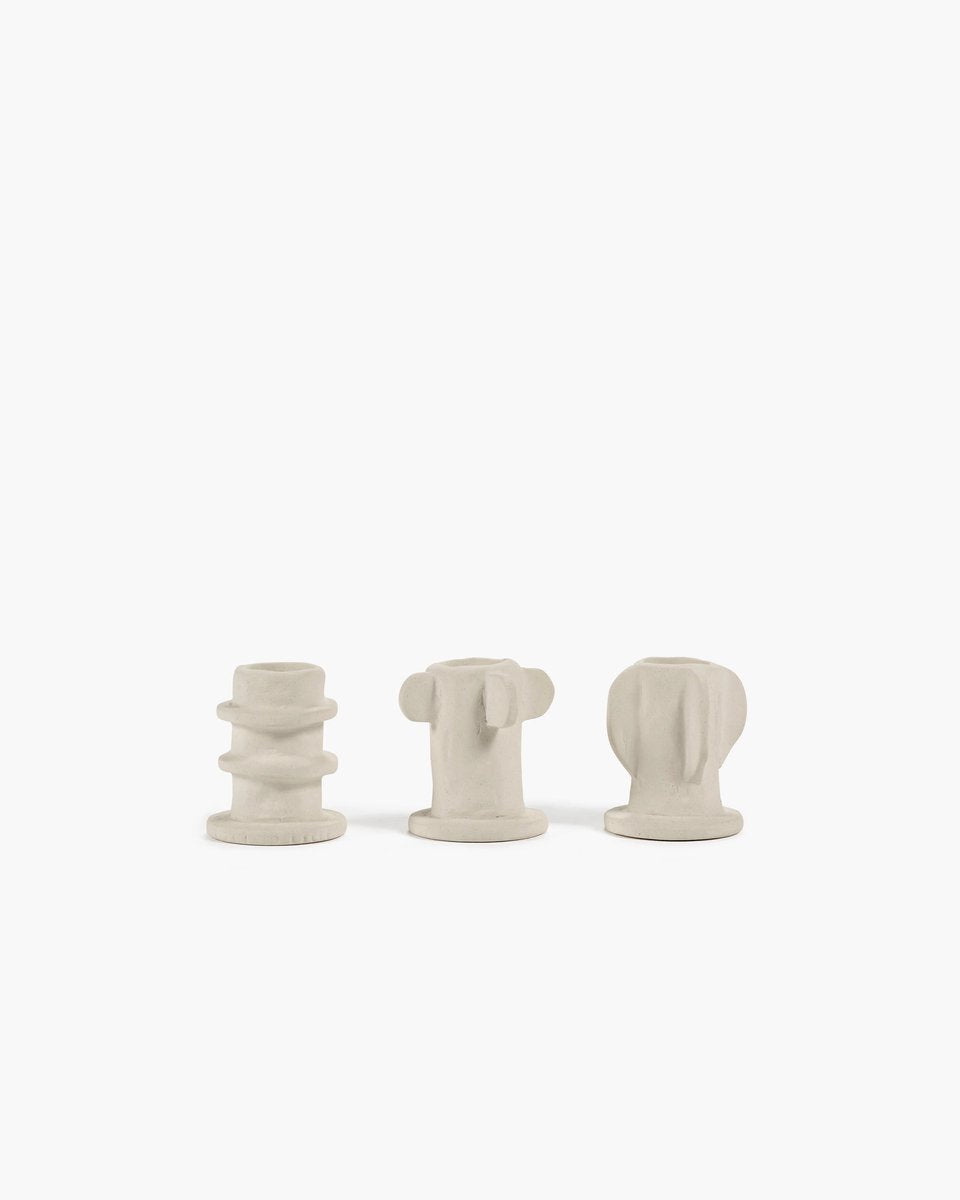 Serax - marie michielssen marie - candeliere - beige - 5 ø - h 6,5 cm - 3 pezzi