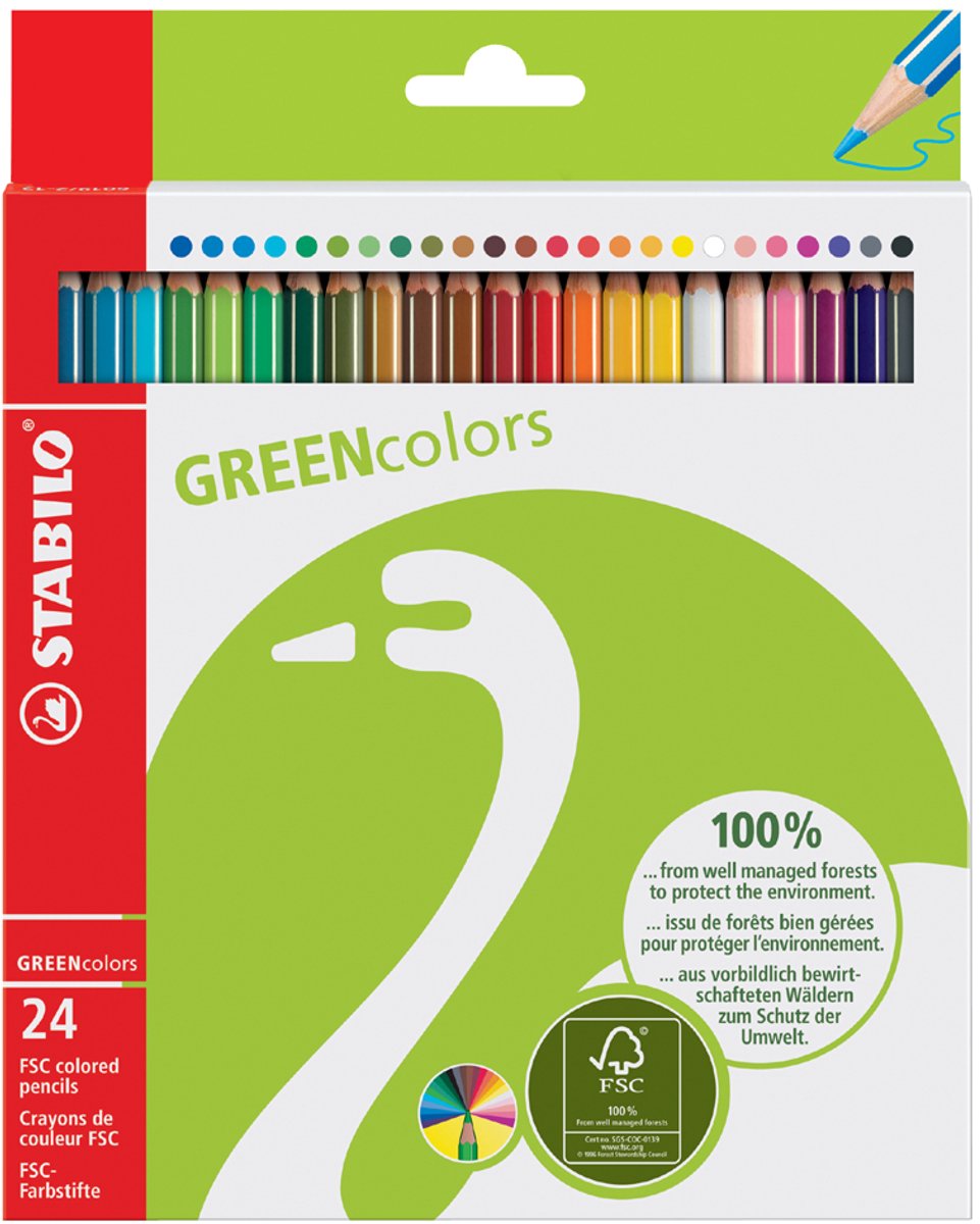Stabilo greencolors - Matite colorate certificate FSC - astuccio con 24 colori
