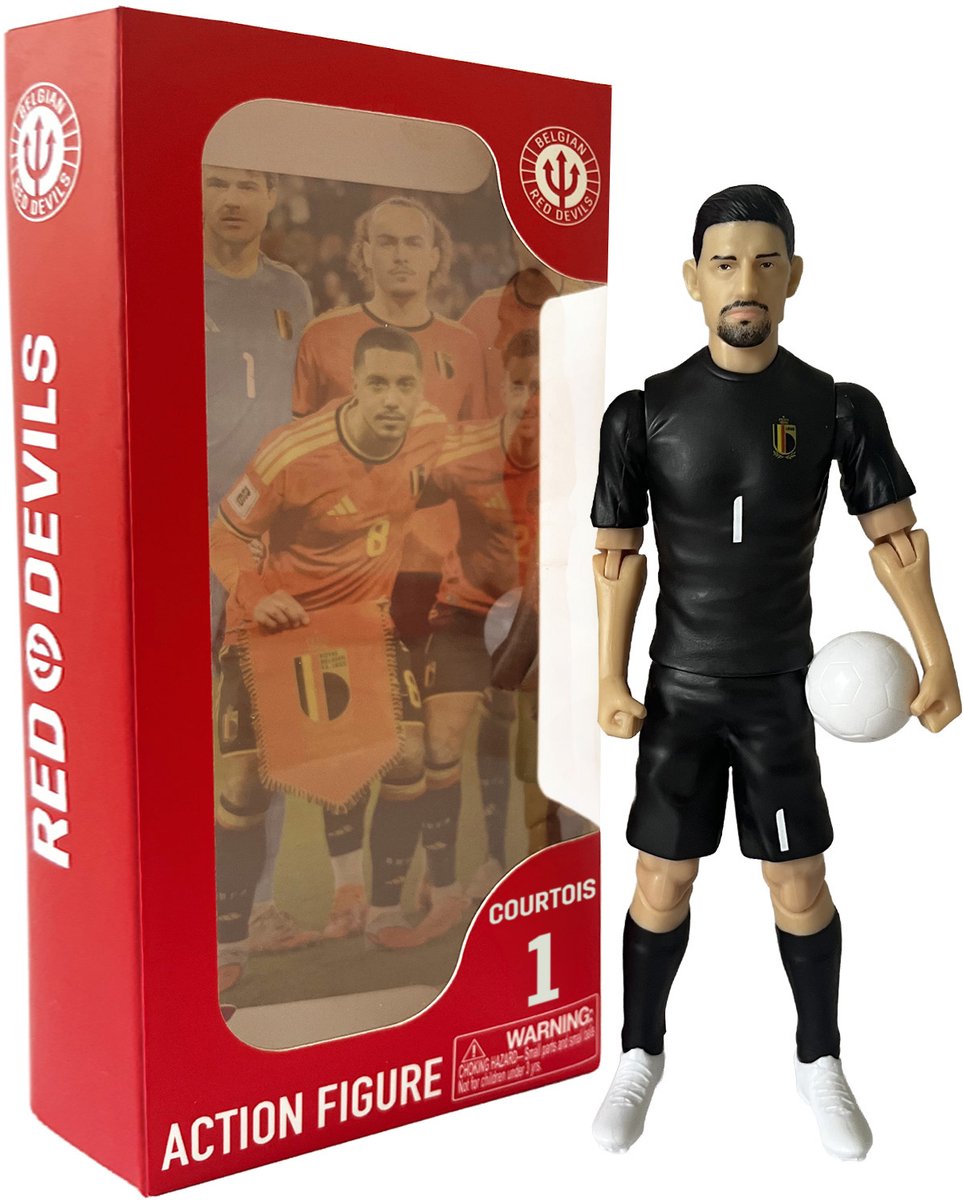 Megableu actiefiguur rode duivels - thibaut courtois - voetbalpop met bewegende ledematen - officiële merchandise