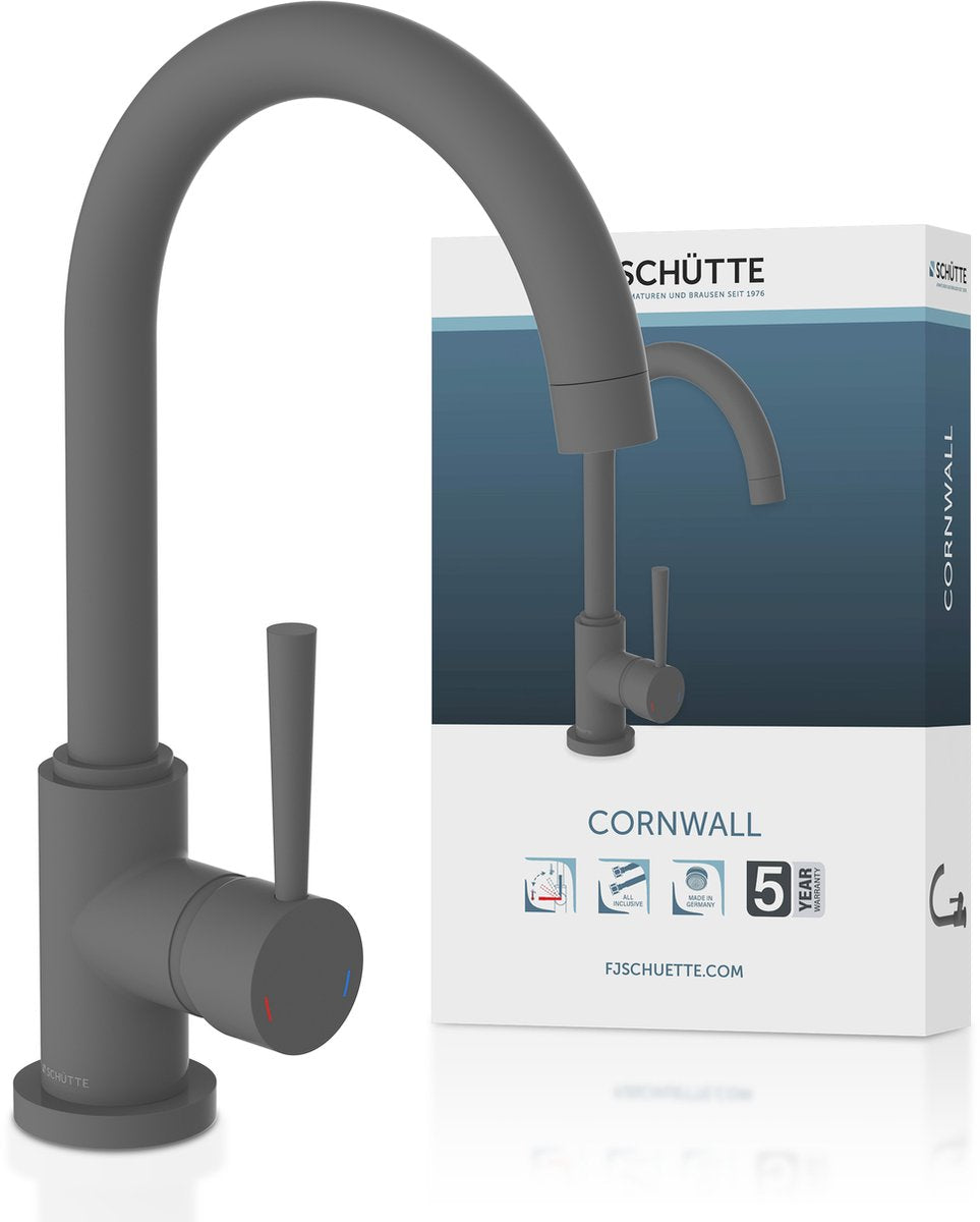 Rubinetto da cucina di design Schütte Cornwall - miscelatore - bocca tonda alta e girevole - maniglia laterale - antracite opaco