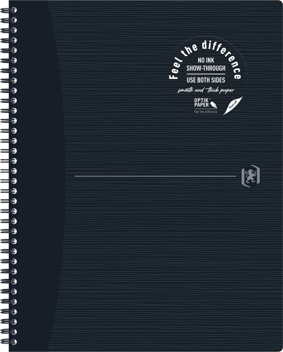 Oxford origin duurzaam notitieboek a4+ geruit 5mm 70 vel 90g zwart