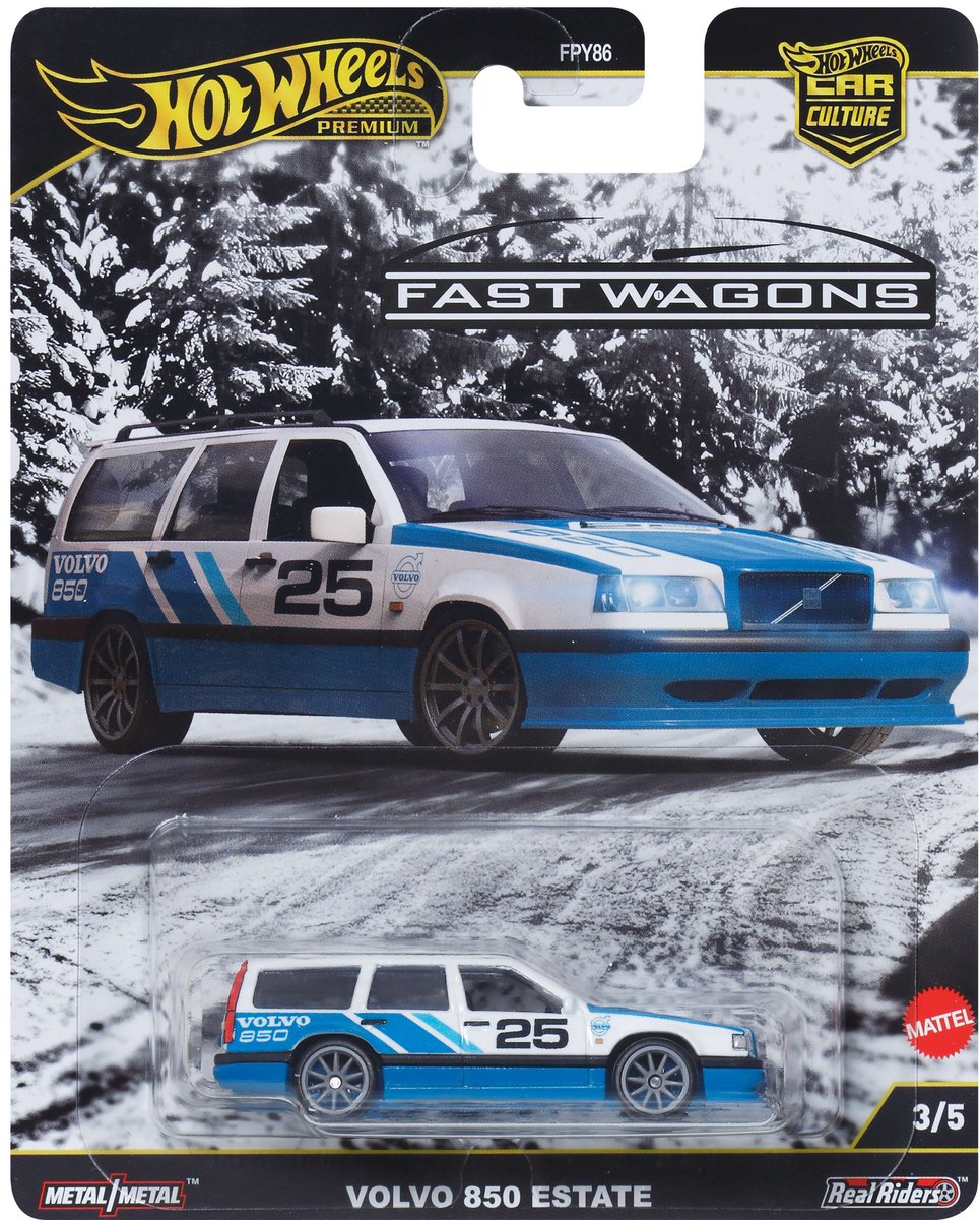 Hot wheels volvo 850 station wagon, auto, 3 anni, metallo, plastica, blu, bianco
