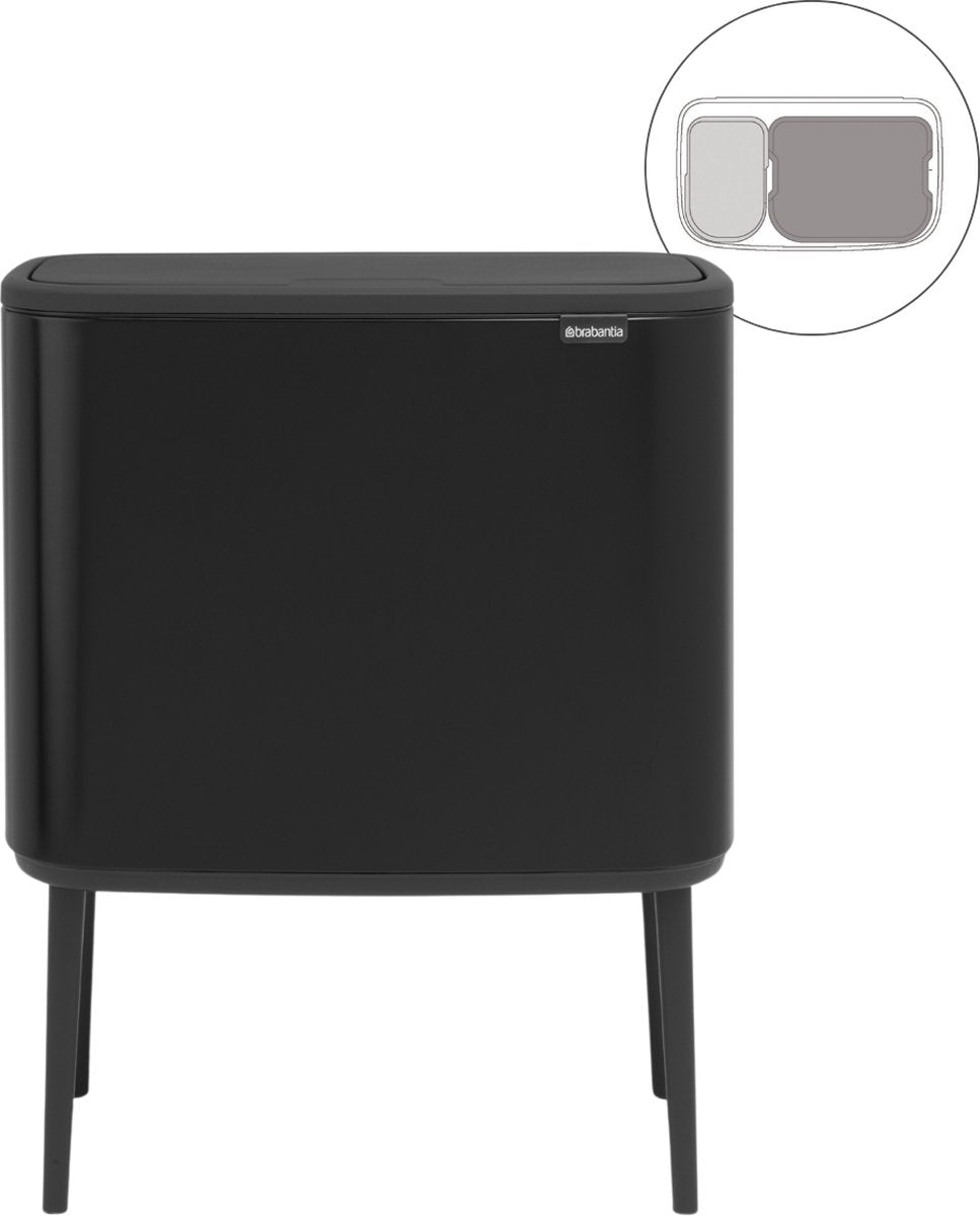 Brabantia bo touch bin prullenbak - 11 + 23 liter - afvalscheiding - matt black