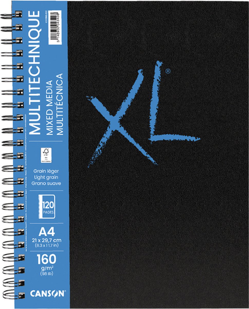 Canson - quaderno per schizzi mix media xl a4 60v 160gr spirale