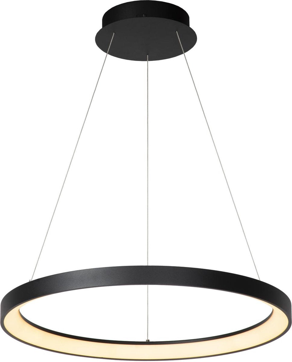 Lucide vidal - hanglamp - ø 58 cm - led dimbaar - 1x48w 2700k - zwart