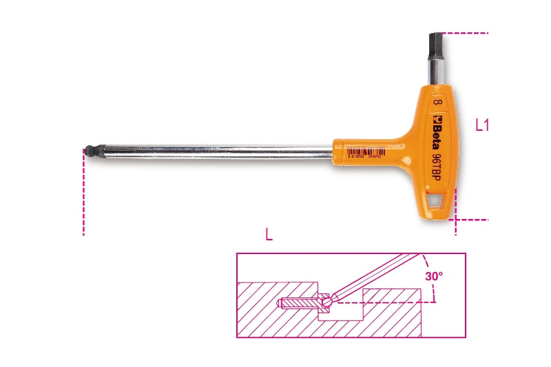 Tasto beta Stift 96Tbp con testa a sfera e maniglia 2,5 mm