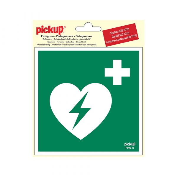 AED de pegatina - 150x150 mm.