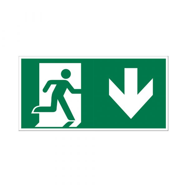 Firma l'uscita di emergenza verso il basso - 150x300 mm.