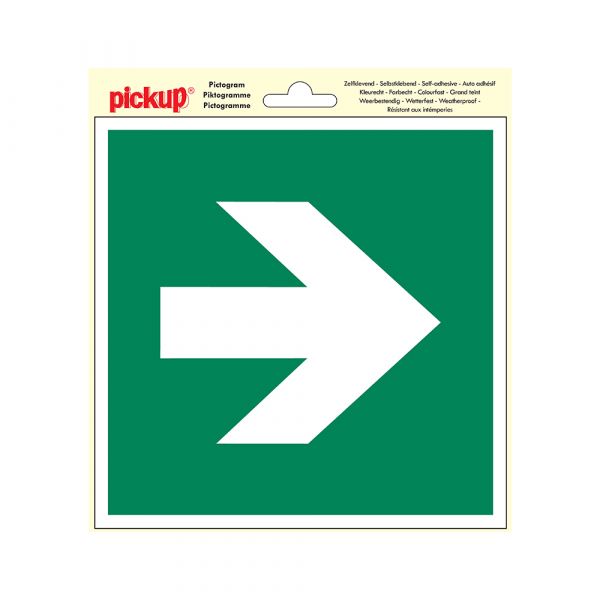 Ruta de escape de pegatinas flecha recta - 200x200 mm.