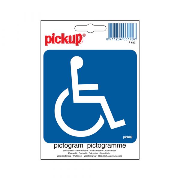 Adesivo accessibile per sedia a rotelle - 100x100 mm.