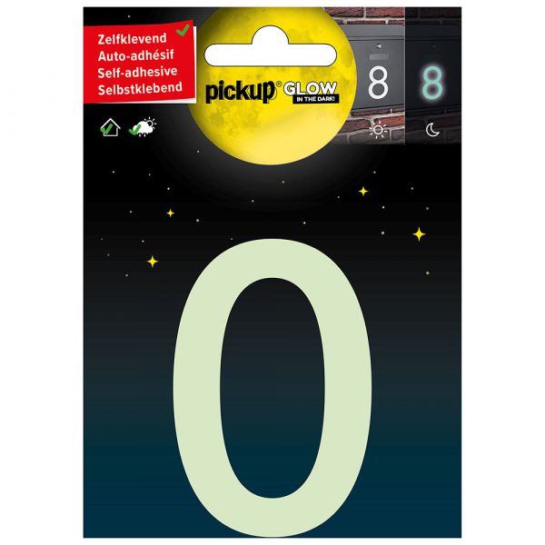 Brilla en la oscuridad número 0 - 75 mm autoadhesivo.