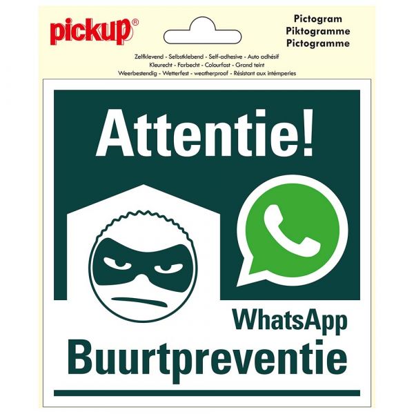 Pegatina WhatsApp Prevención del vecindario - 150x150 mm.