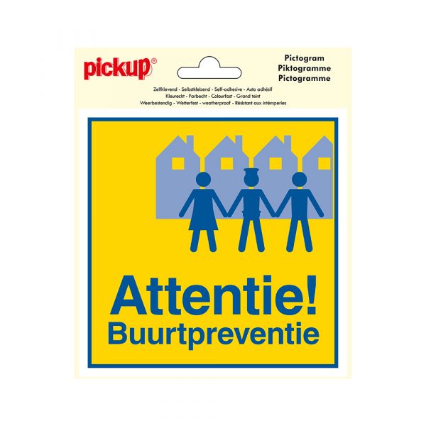 Prevención del vecindario de atención de la pegatina - 150x150 mm.