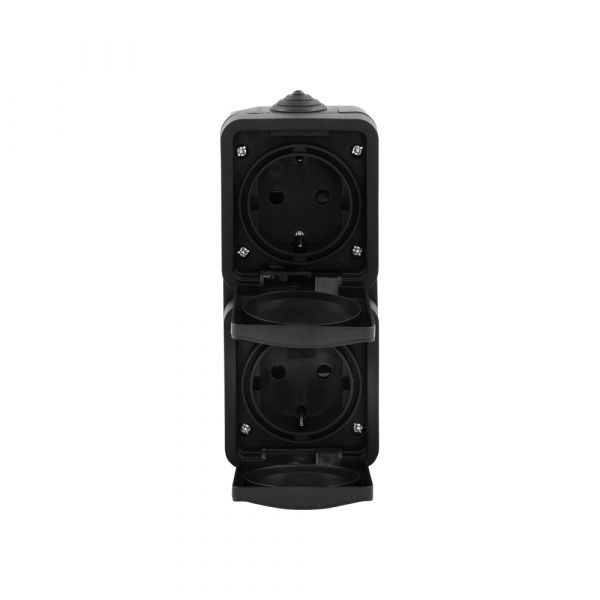 Estructura de la caja de contenido de CA - 2 -veces - Vertical - Negro