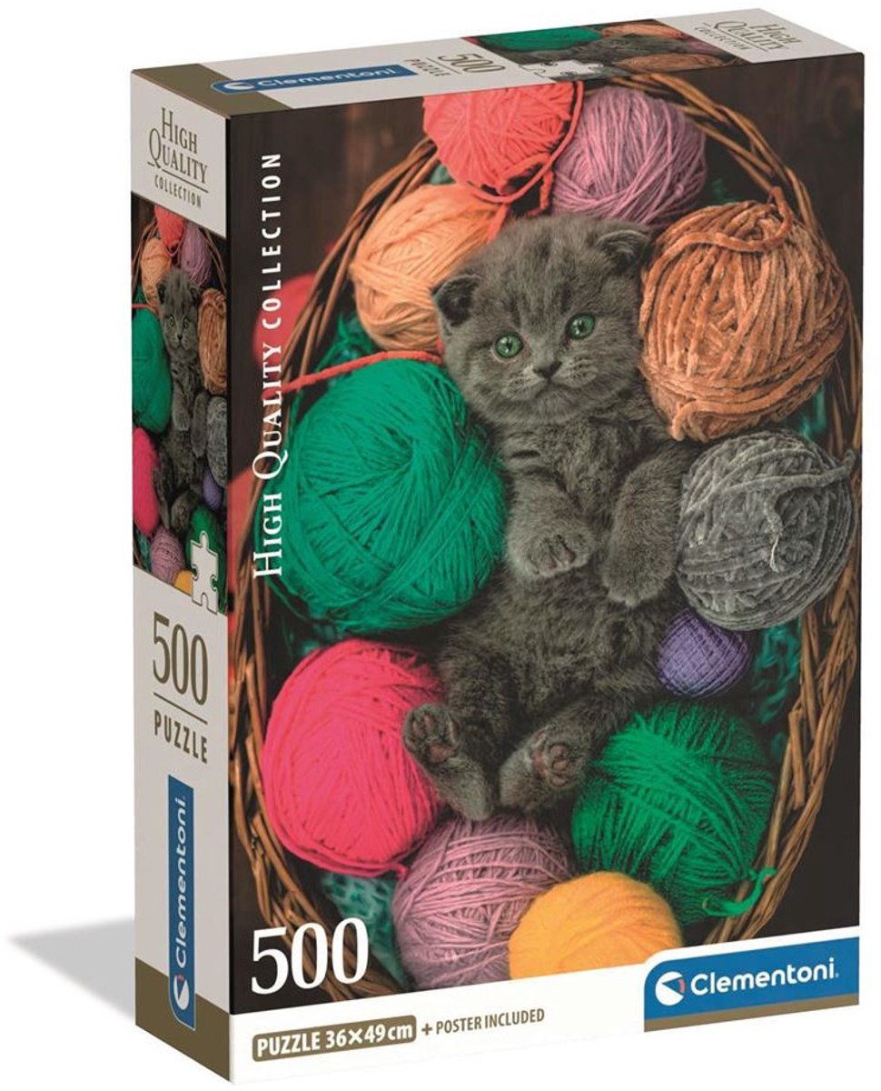 Clementoni – gattino birichino – puzzle 500 pezzi – poster – compatto