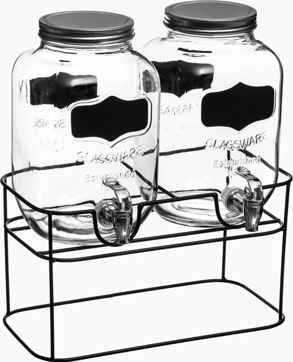 Secret de gourmet ® drank dispenser met houder - sapdispenser - limonadedispenser - limonadetap - 2 x 4 liter