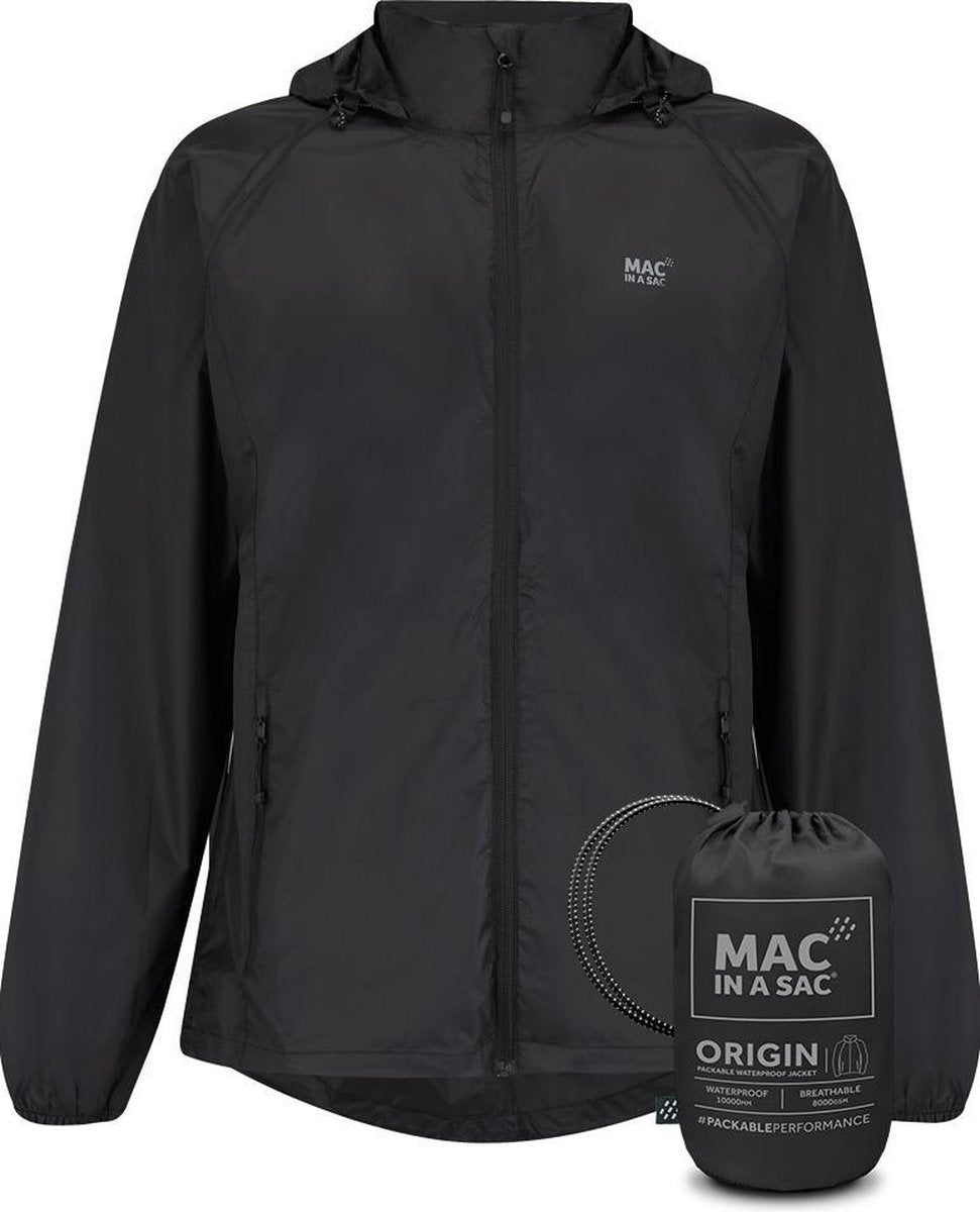 Mac in a sac origin 2 regenjas unisex - zwart - maat xs