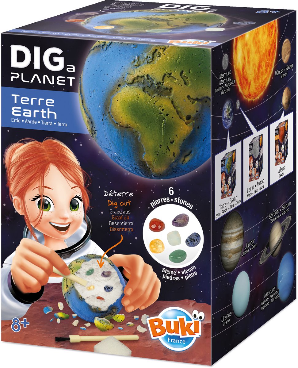 Buki France Buki - scavare pietre sulla luna - set da scavare - giocattoli educativi - scoprire e collezionare pietre.