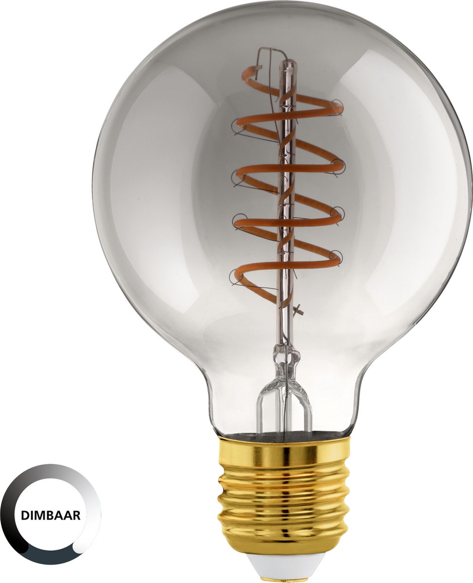 Eglo led lamp - e27 - ø 9,5 cm - g95 - smoke - 2000k - dimbaar
