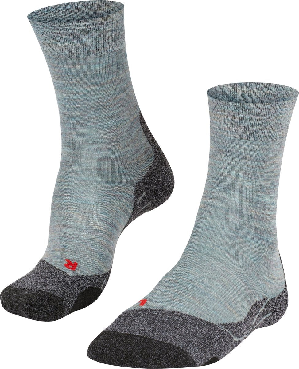 Falke tk2 melange anti-blaar dik wol functioneel materiaal wandelsokken dames blauw - maat 41-42
