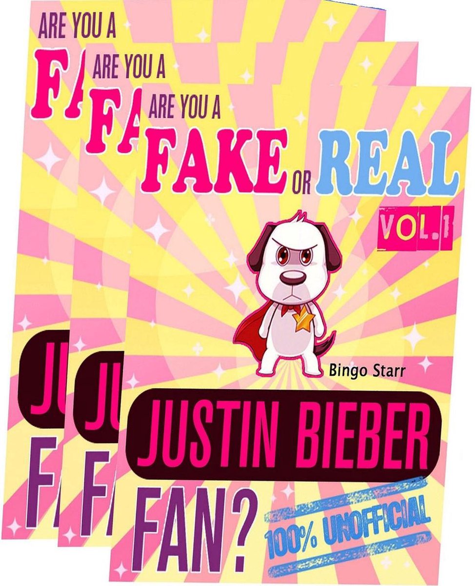 ¿Eres un fan falso o real de Justin Bieber? versión en paquete - rojo, amarillo y azul - el juego de viajes de trivia de preguntas y hechos 100% no oficial