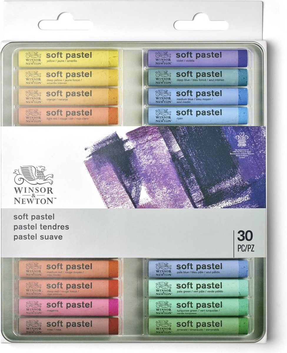 Winsor Newton 1790002 Soft Pastel Box – 30 pezzi, gessetti pastello per disegnare e dipingere, altamente pigmentati resistenti alla luce