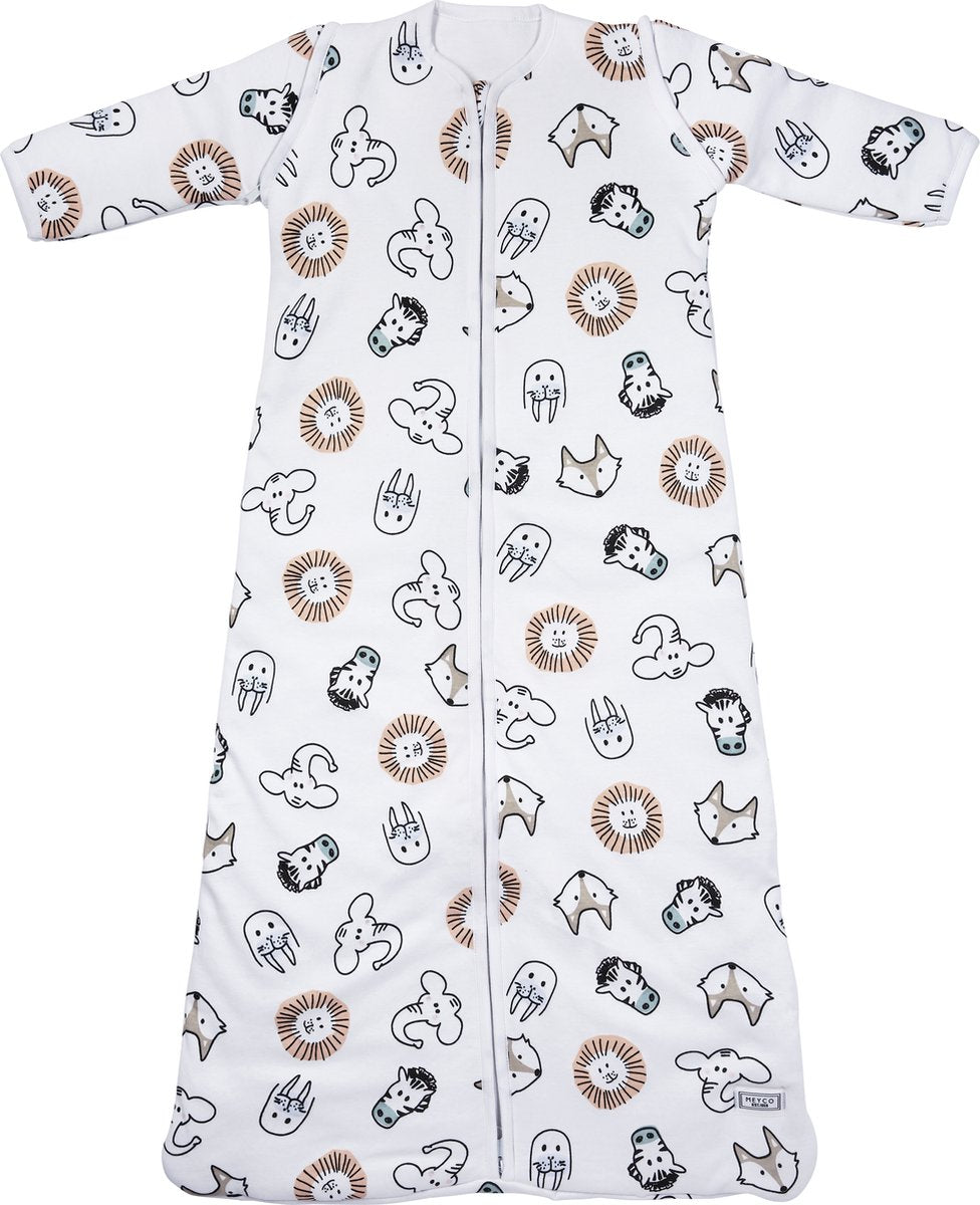 Meyco saco de dormir para bebé animal de invierno - mangas con cremallera - multicolor - 70 cm - saco de dormir de invierno