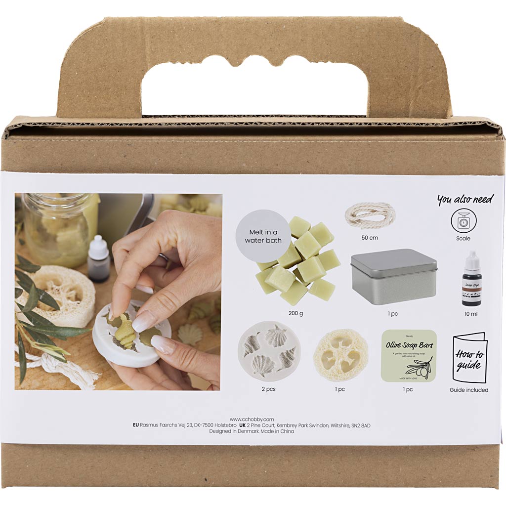 Mini set hobby per la produzione di sapone Creative Company, conchiglie, verde oliva, 1 scatola