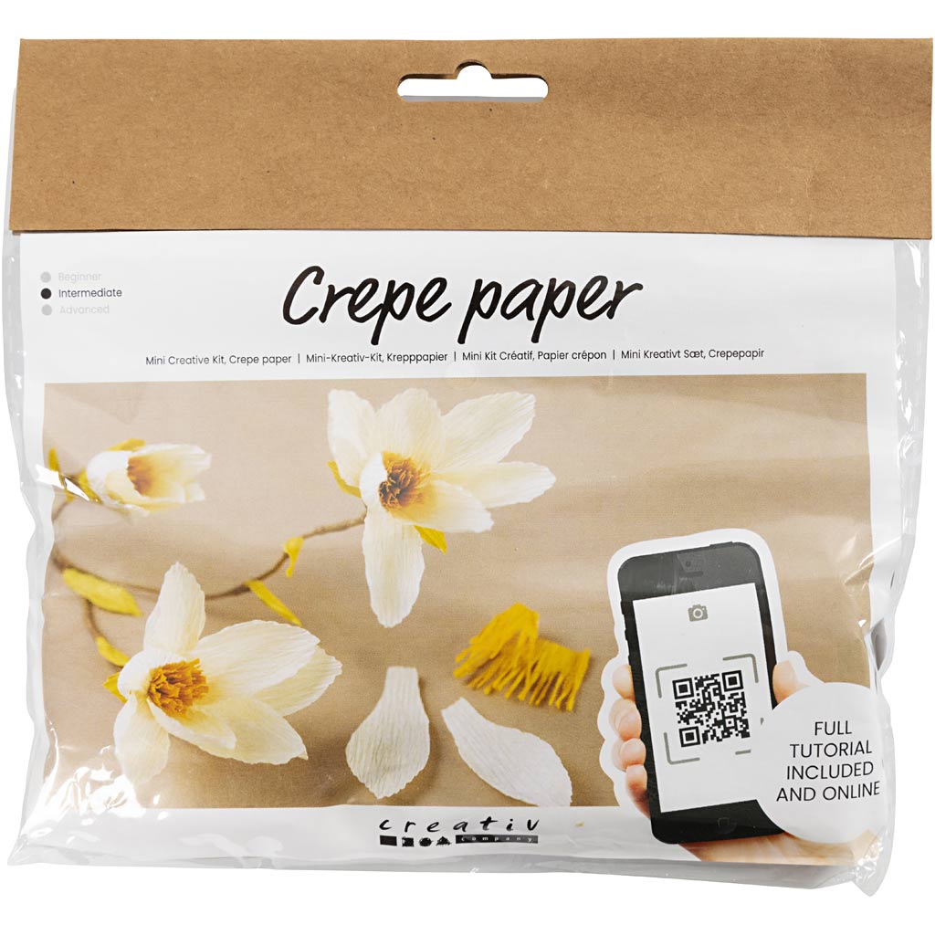Mini set hobby di Creativ Company carta crespa, ramo di magnolia, rapporto crespo: 180%, 1 scatola